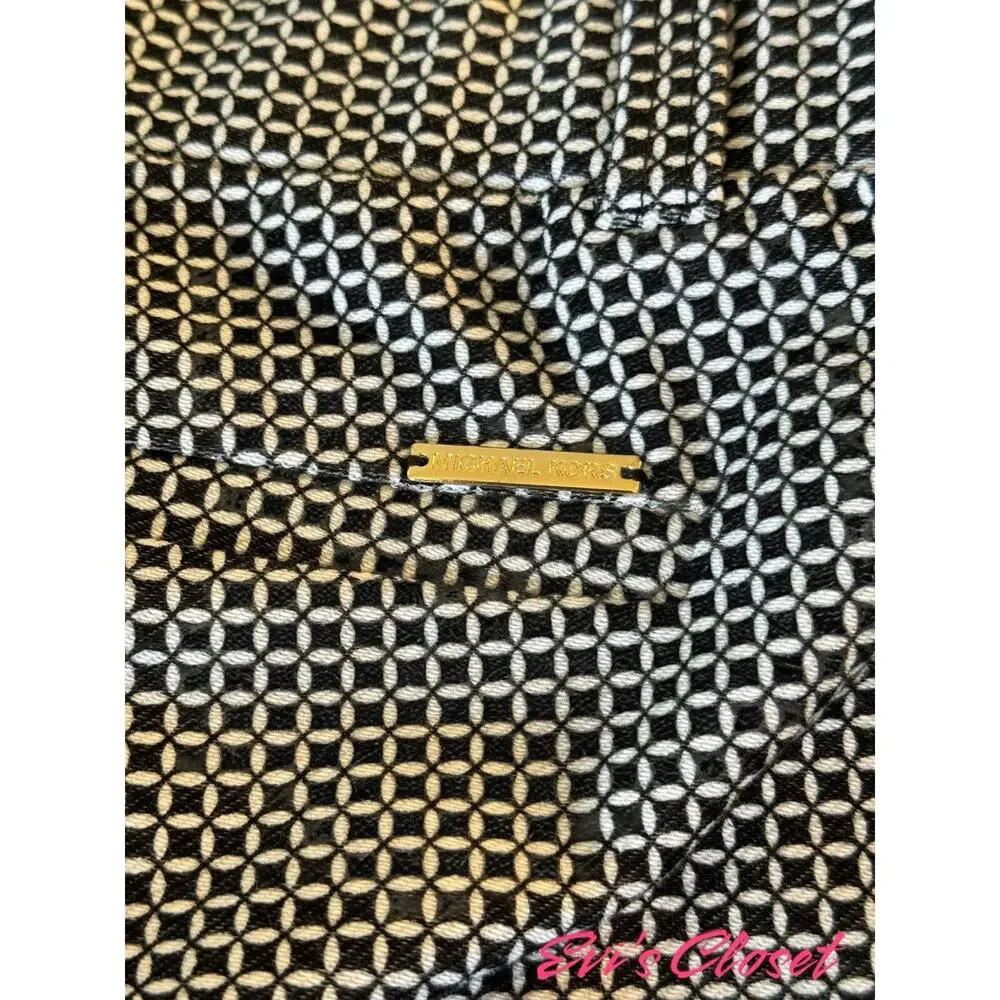 MICHAEL KORS Women's Pants Trousers Black White Geometric Print Square Size L